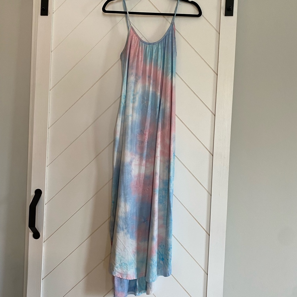 white birch Pastel Blue and Pink Tie-Dye Maxi